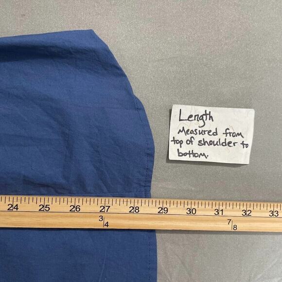 Woman Within Size 18 20 L Blue Button Up Shirt Stretch Cotton Stuctured Career - Picture 9 of 9